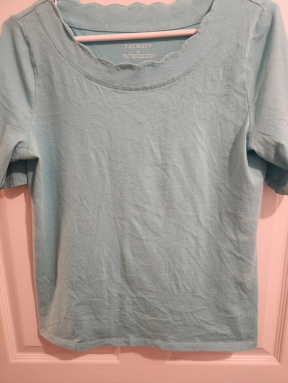 3 Talbots Scalloped Neck Pima Cotton Tops - Picture 4 of 7